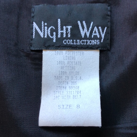 LIKE NEW Night Way Collections Black Cocktail Dress with Spaghetti Straps & Belt - Picture 6 of 6